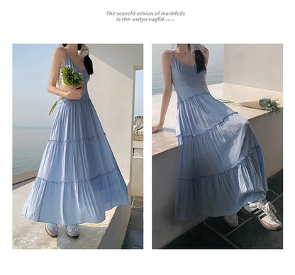 French Summer Waist Cinched A- Line Midi