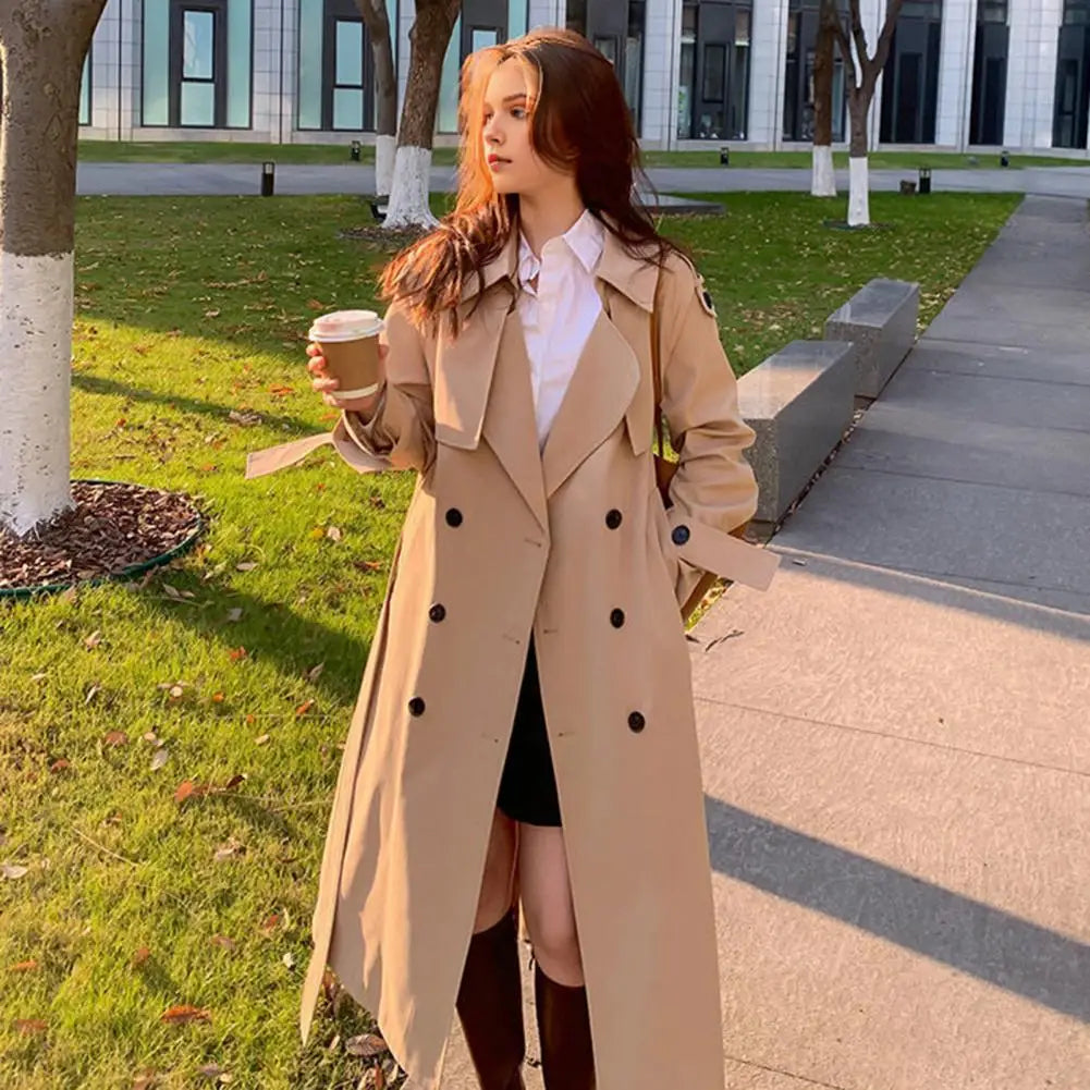 Trench Coat Windbreaker Women's Spring Autumn Trench Coat Korean Short Ladies Solid Coat Women Double Bbreasted Outwear