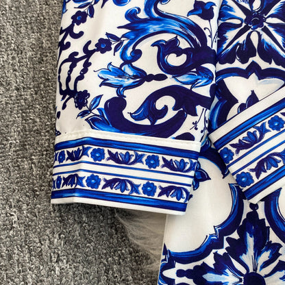 Spring Retro Blue White Red Dolce Dress