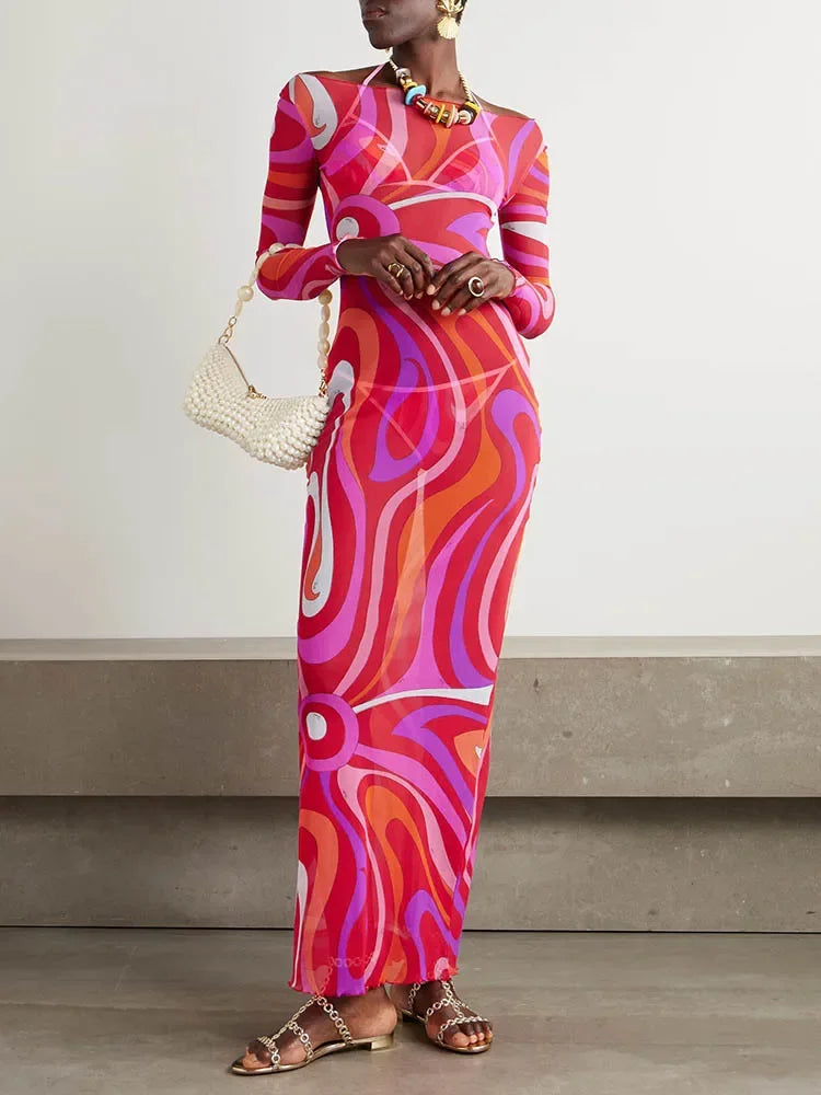 Elegant Striped Cover up Pucci