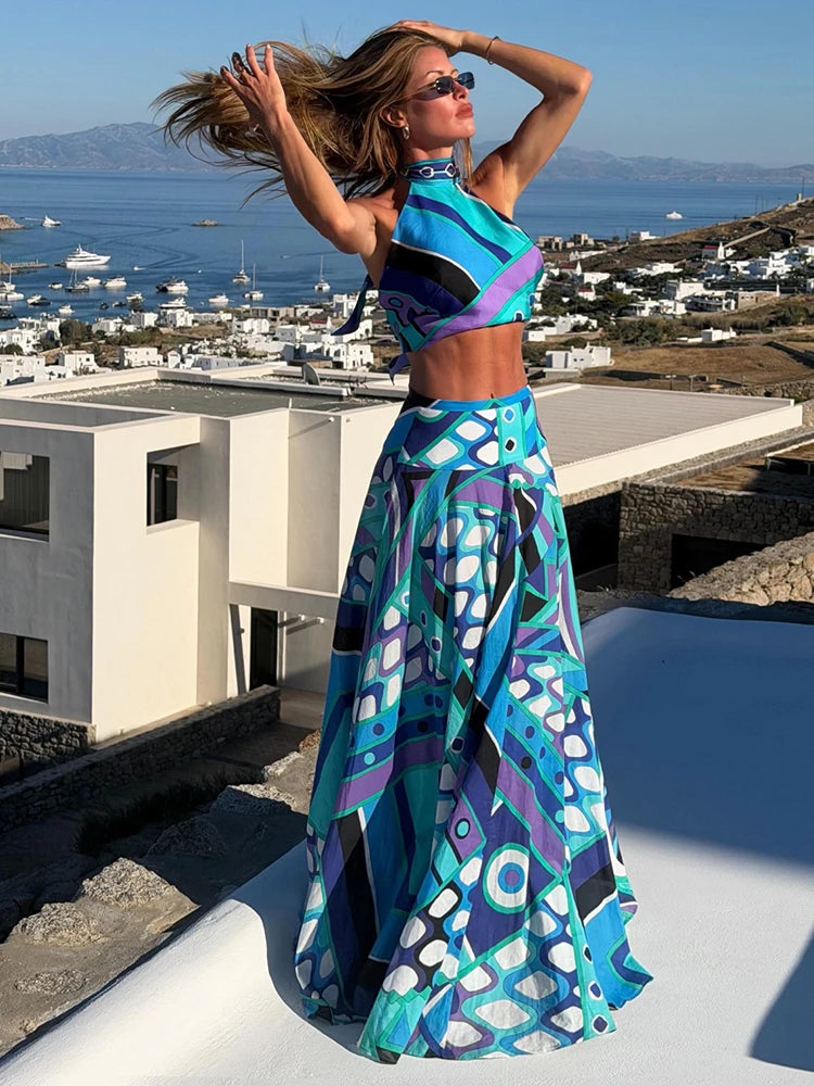 Blue Pucci Look Skirt set