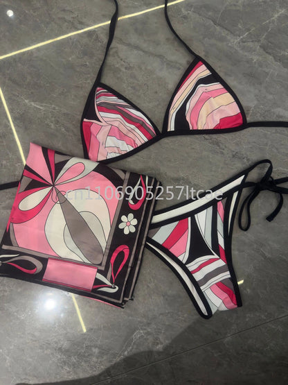 Luxury Design Pink Scarf Swimsuits
