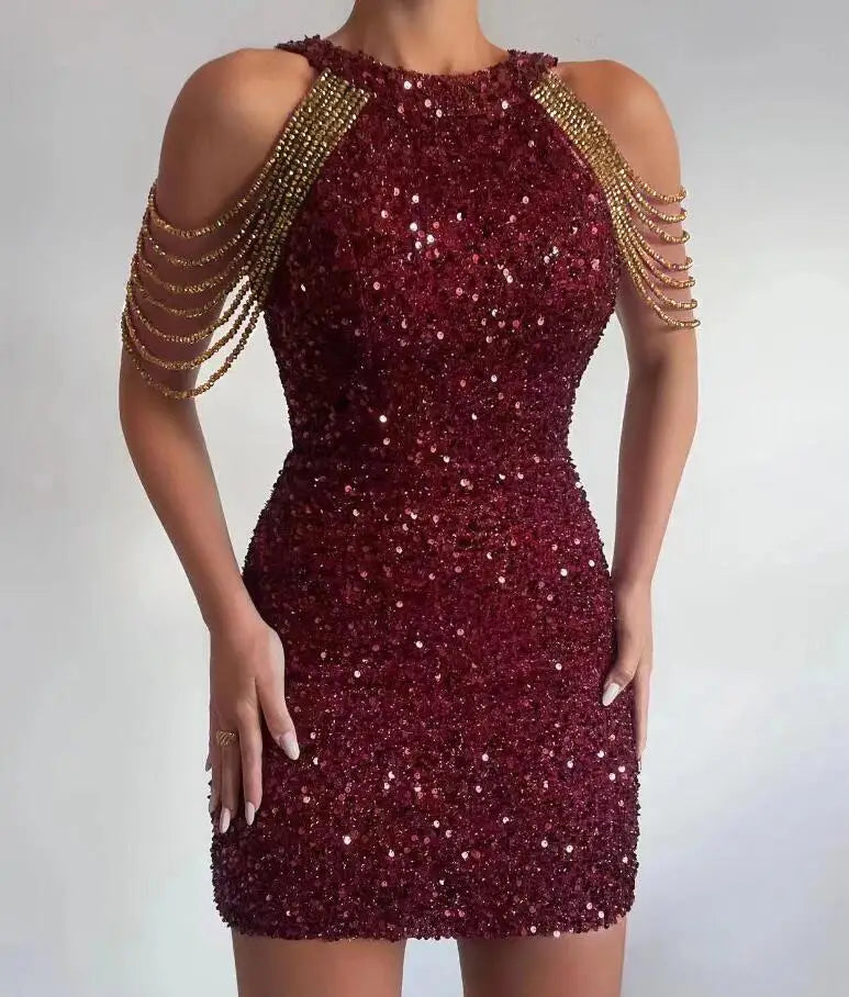 Sequin Sleeveless Slim Fit Dress