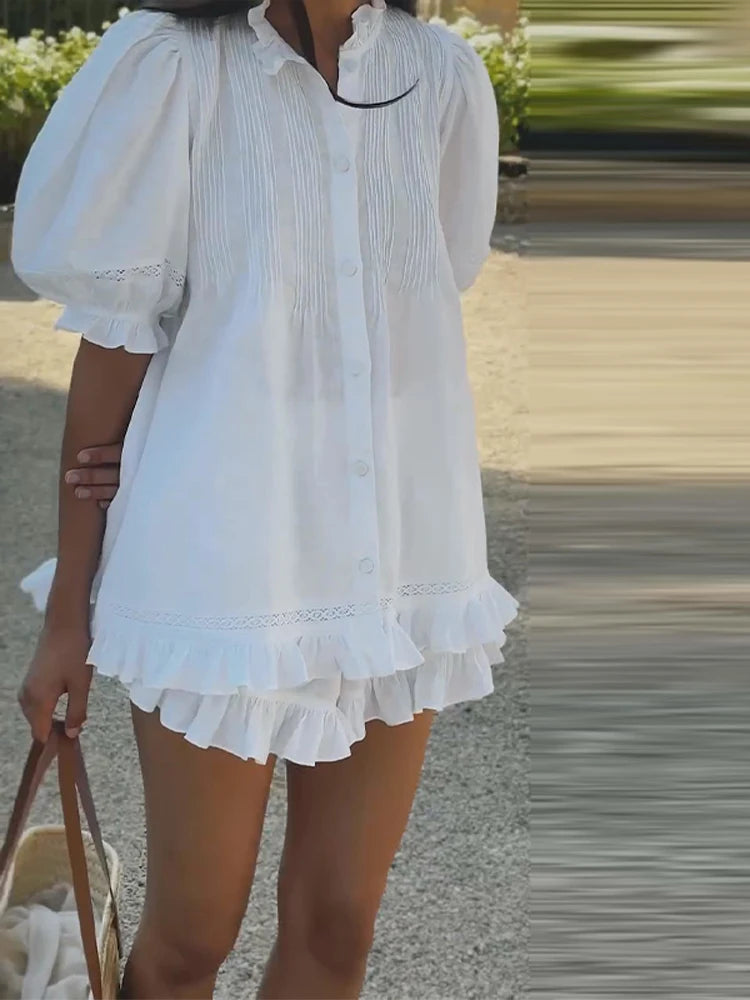 White puff sleeve set