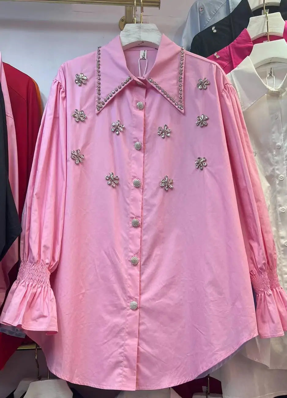 Diamonds Embroidery Cotton shirt - Shellss