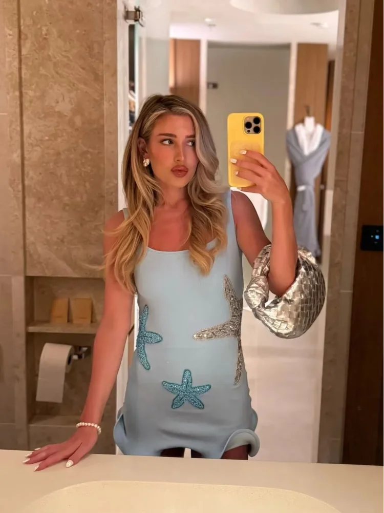 1 Starfish Sequins embroidered Mini Dresses