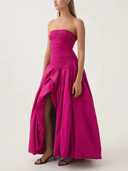 2025 blue Slit Bubble dress