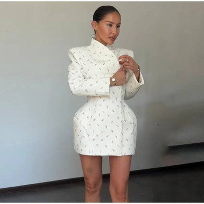 White Waist Cinching Floral dress