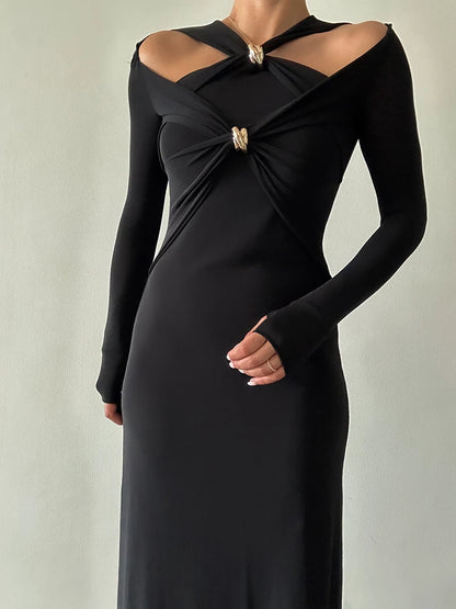 Hollow out V Neck Dress