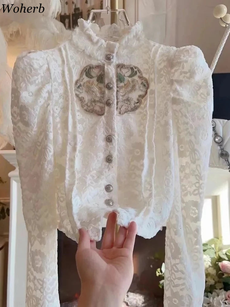 Embroidery Blouse Lace Jacquard