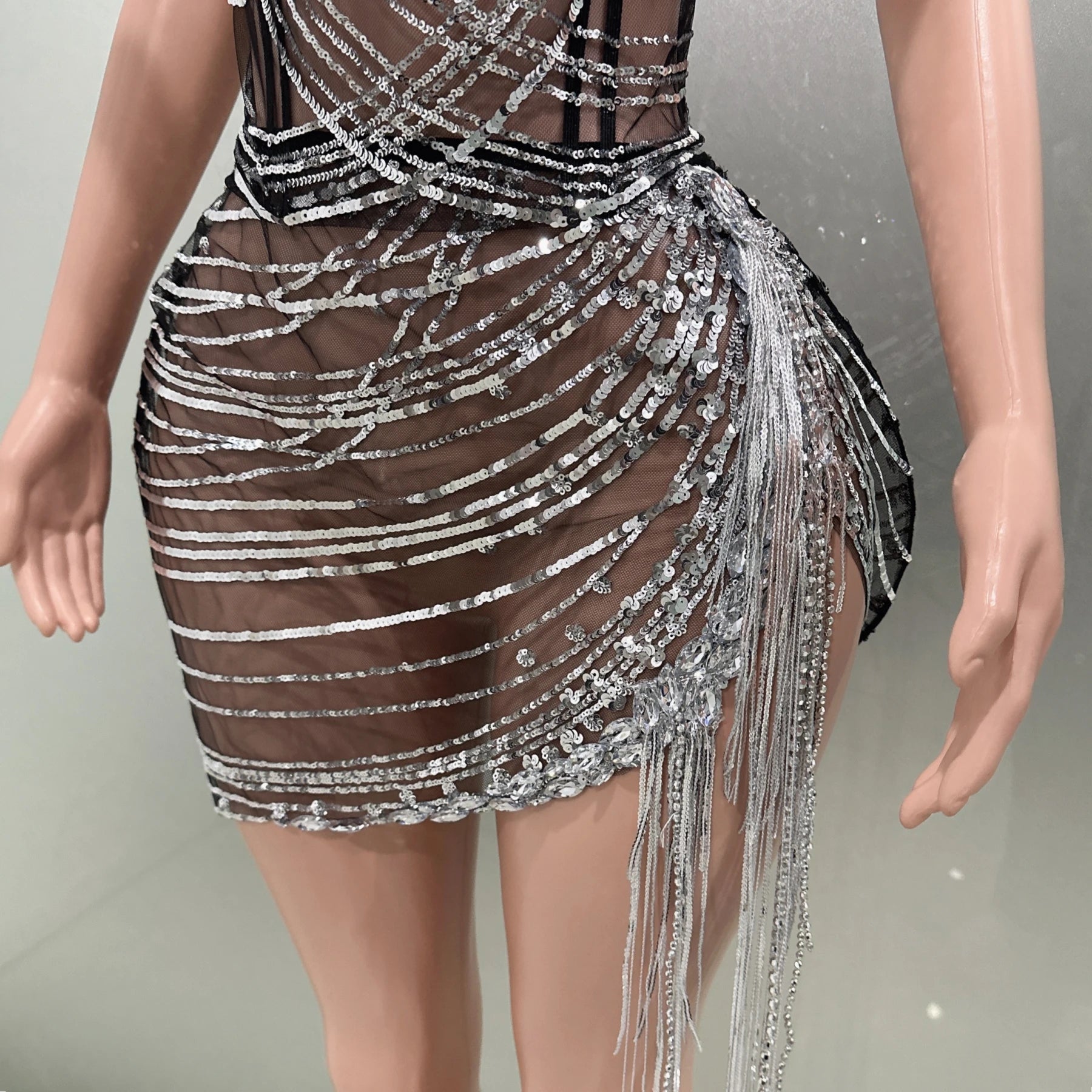 Shinning Tassels Chain Sexy Strapless