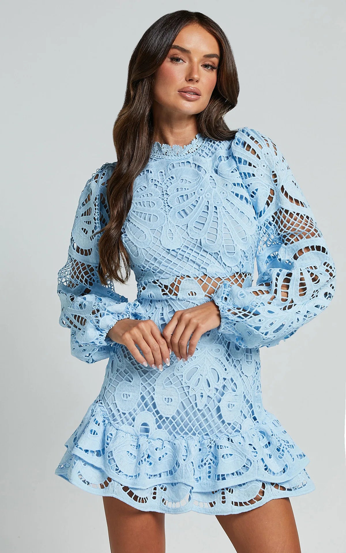 Lace Lantern Sleeves Dress