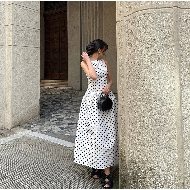 Elegant Women Polka Dot Midi
