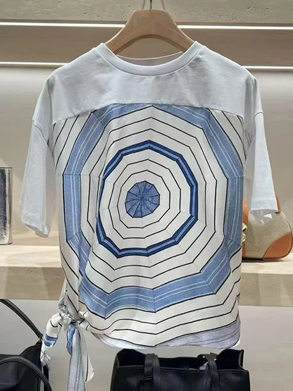 Loose Long Flared Pants Geometric Printing Suit 2025 Summer