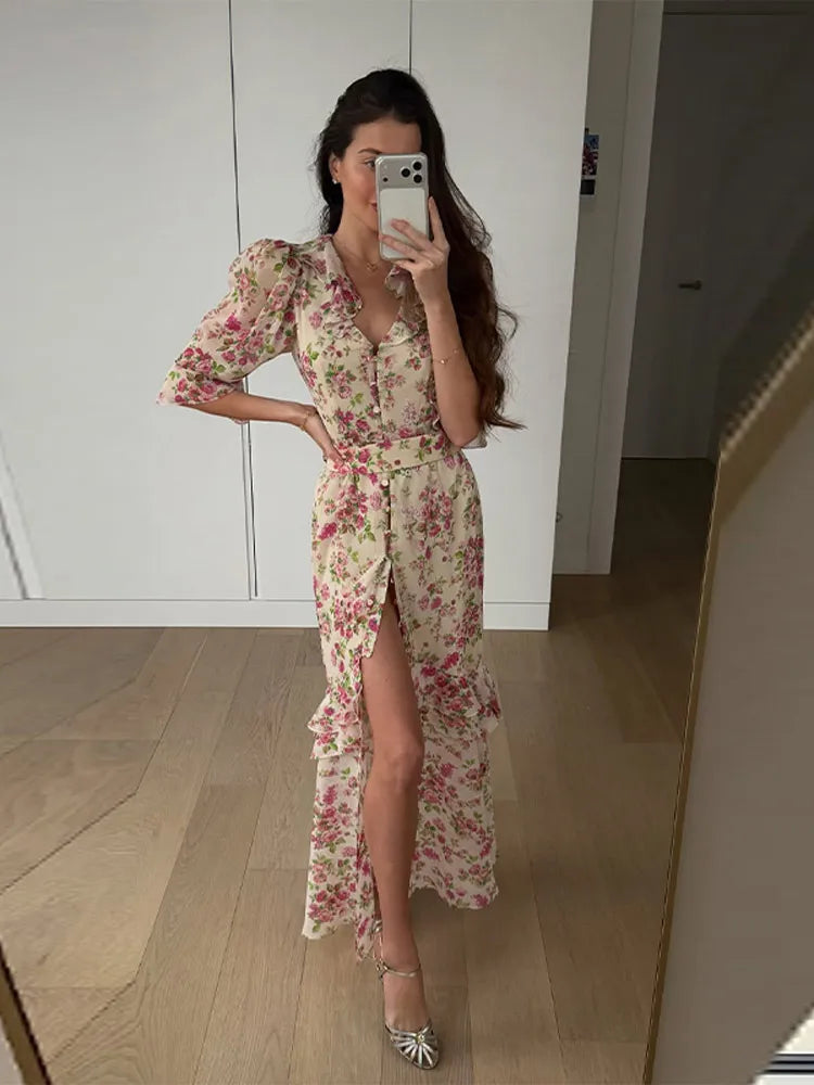 Orange summer dress with scarf