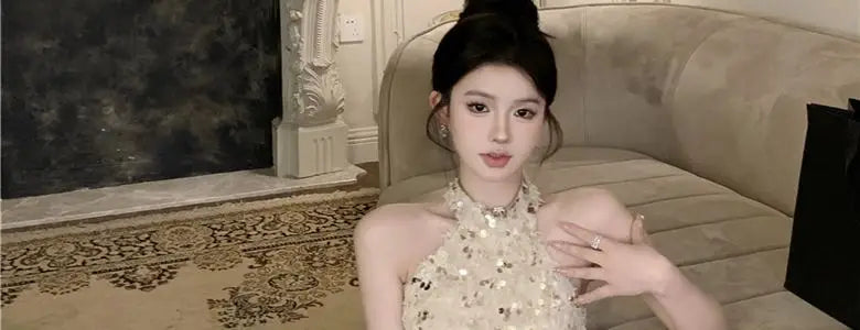 Summer New Little Fragrance Style Hot Girl Tassel Bright Particle Top Bodycon High Waist  Skirt Two Piece Set Women