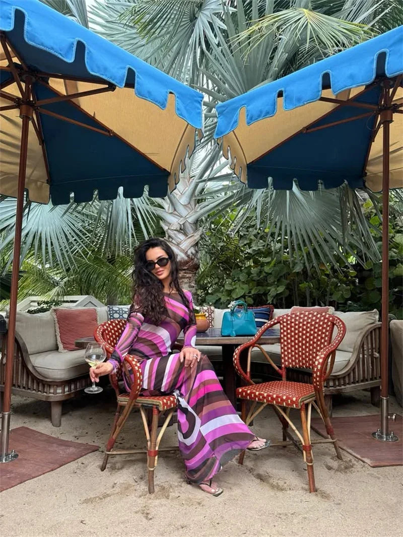 Elegant Striped Cover up Pucci