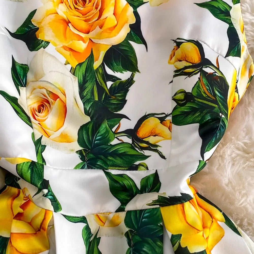 Dolce Yellow Rose Luxury Dress - Shellss