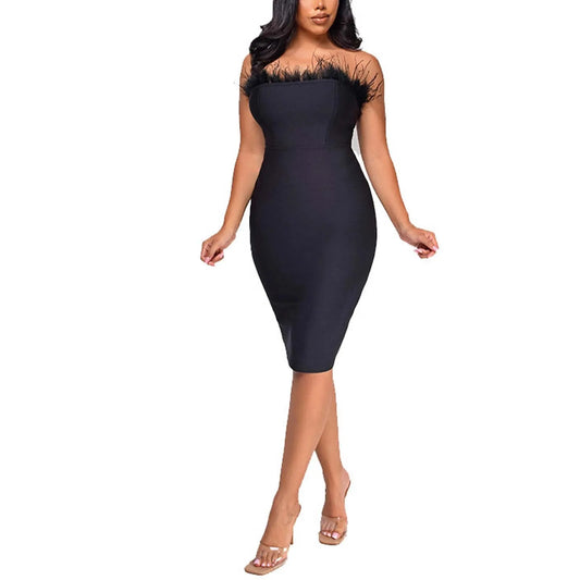 Sleek And Flowing Chiffon One Shoulder Bodycon Dress