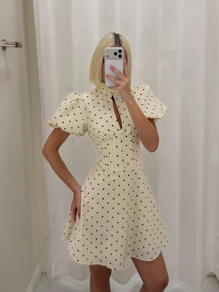 Retro Polka Dot Mini A-line Dress