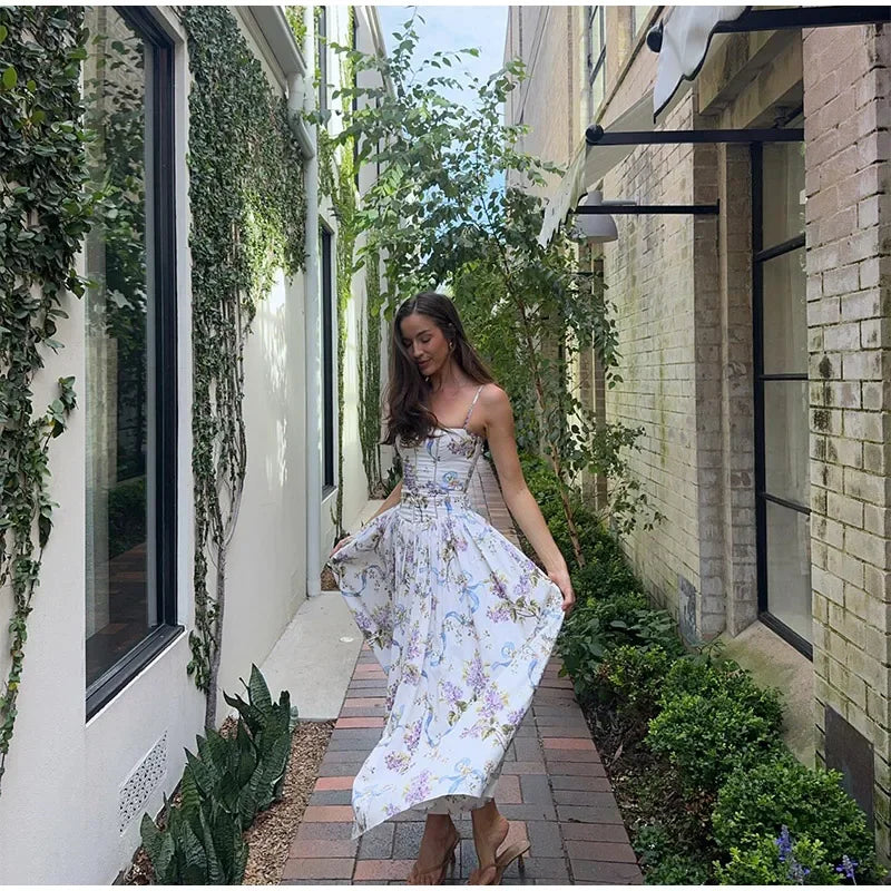 Floral Lotus Leaf Mini Dress