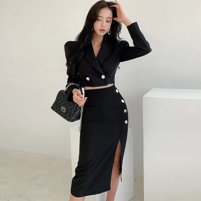 Spring Elegant Black 2 Pieces Outfits