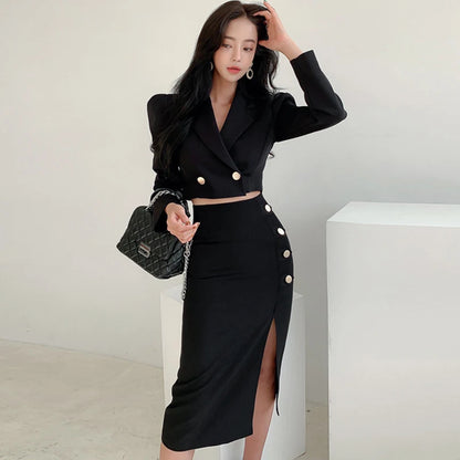 Spring Elegant Black 2 Pieces Outfits