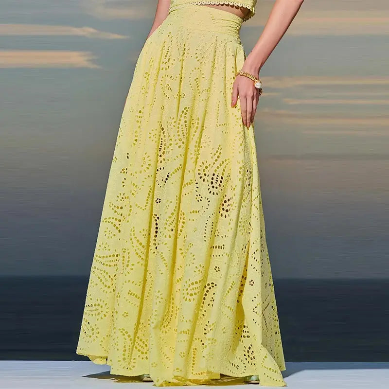 2025 Trendy Cotton Skirt Set Embroidered Pocket