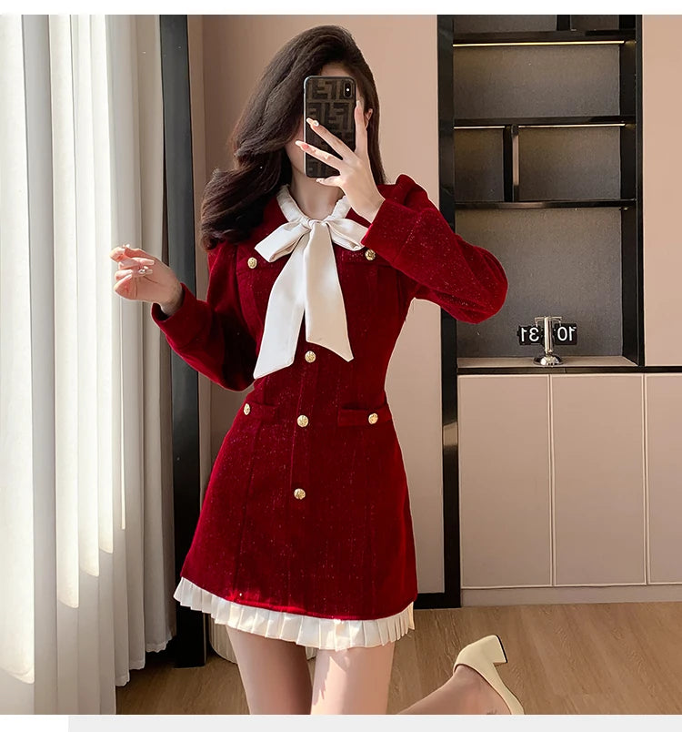 Luxury Burgandy red Velvet Dress
