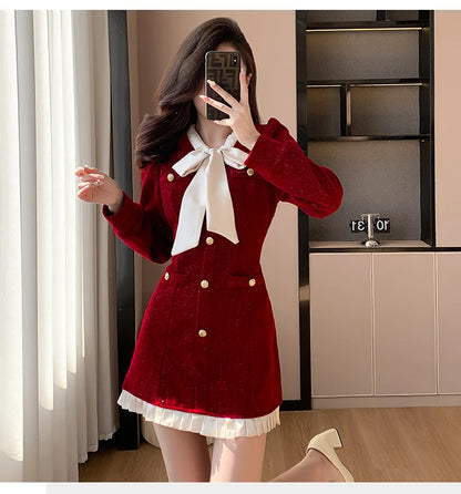 Luxury Burgandy red Velvet Dress