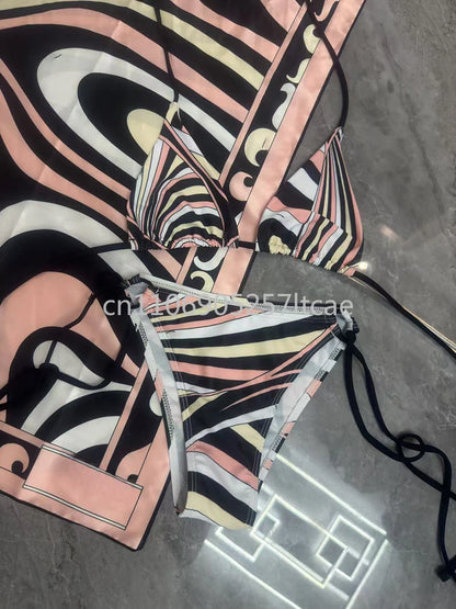 Luxury Design Pink Scarf Swimsuits