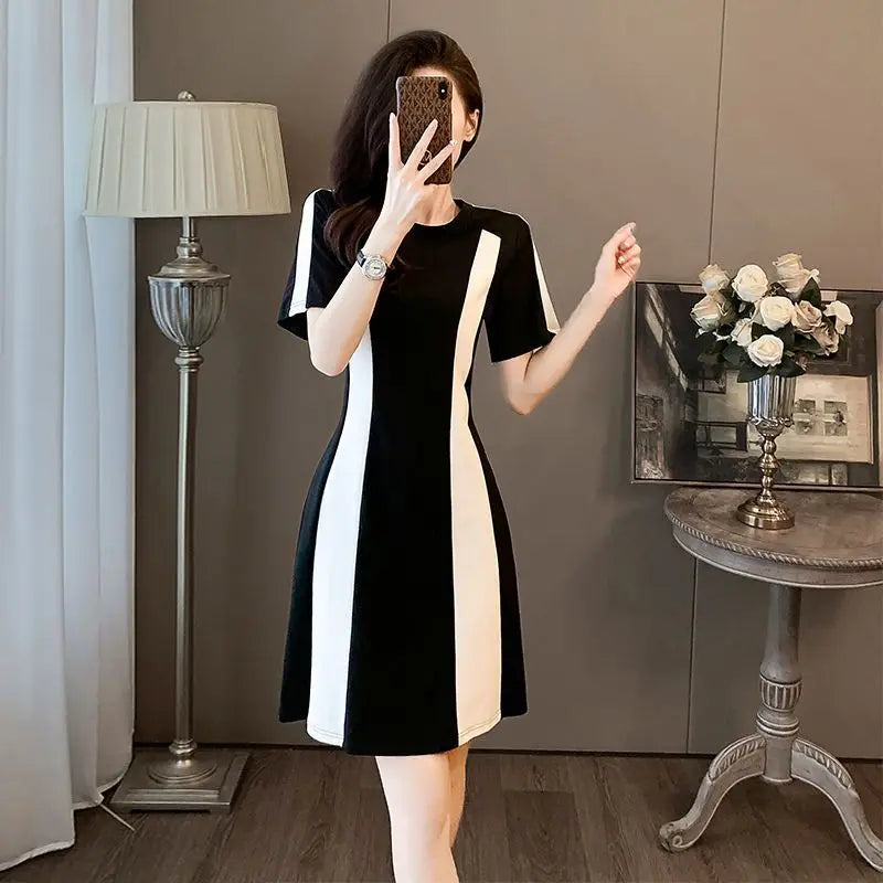 French Fashion Black White Dress Old Money Quiet luxury Mini - Shellss