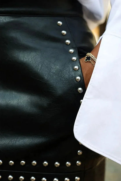 Riveted Skirt Faux Leather