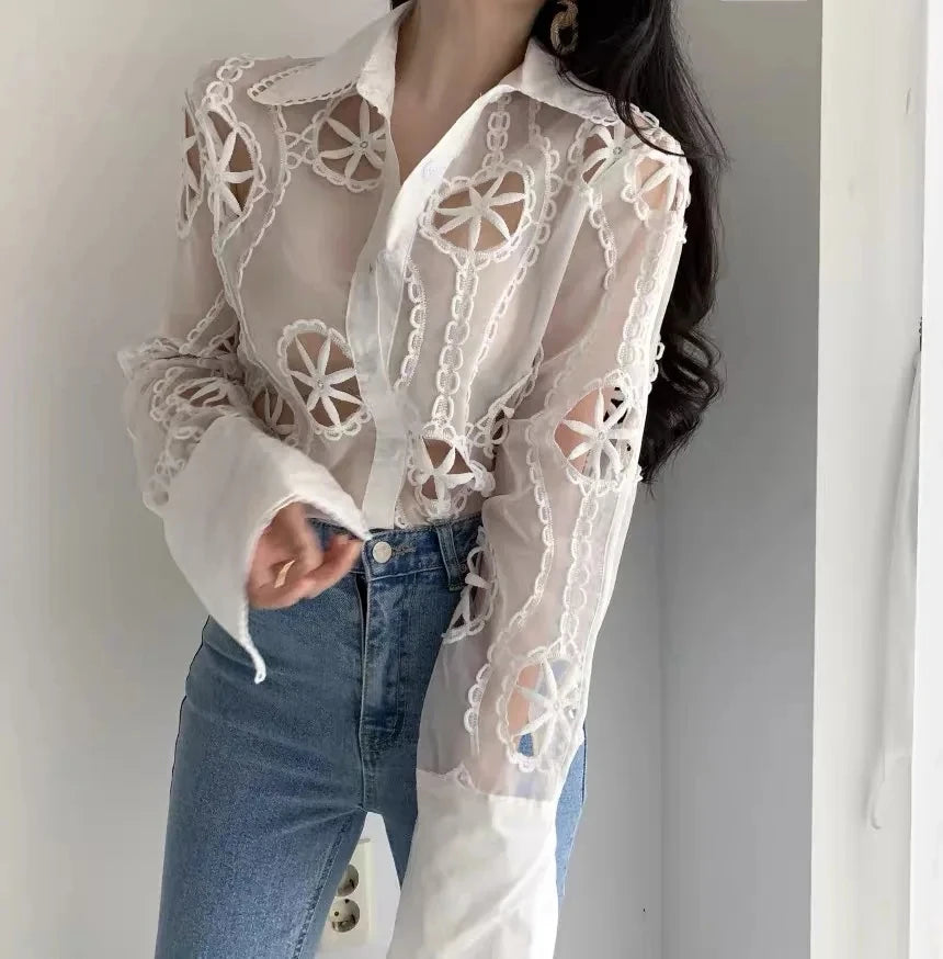 Embroidery lace royal lake como Shirt