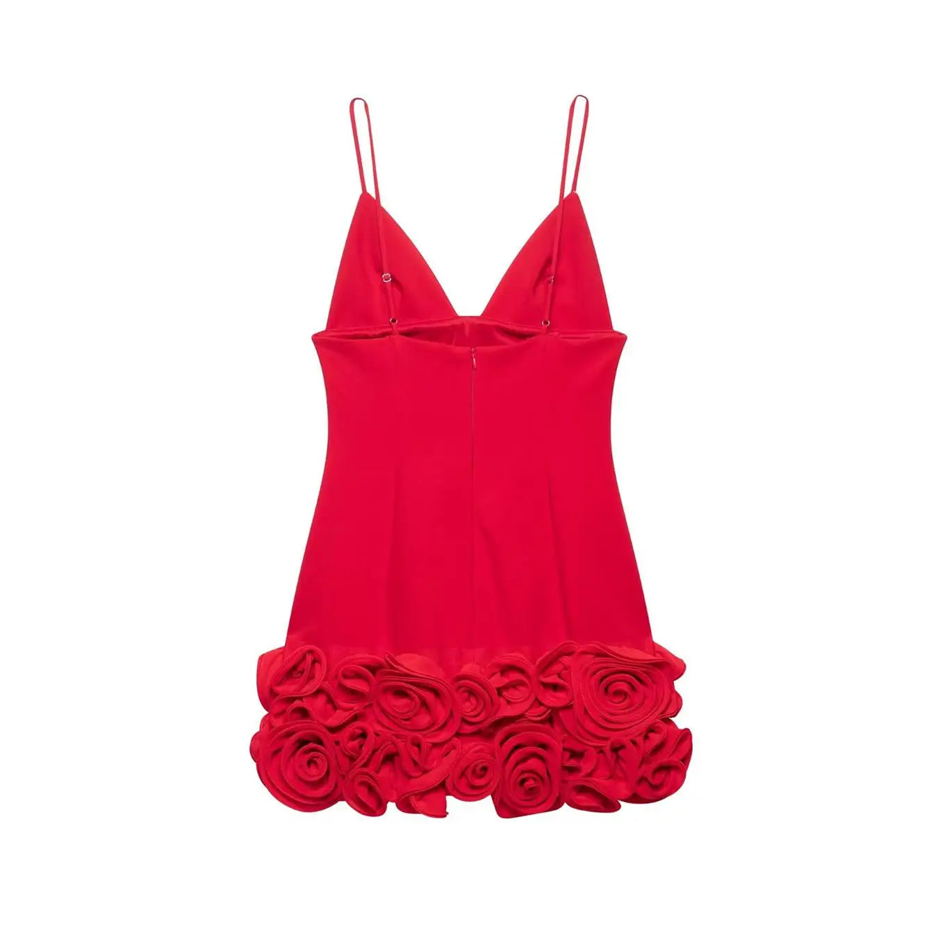 Red 3D Flower Party Mini Dress