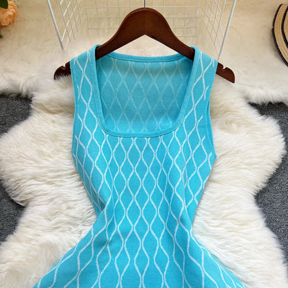 Maje Y2K Geometric Knitted Summer Dress