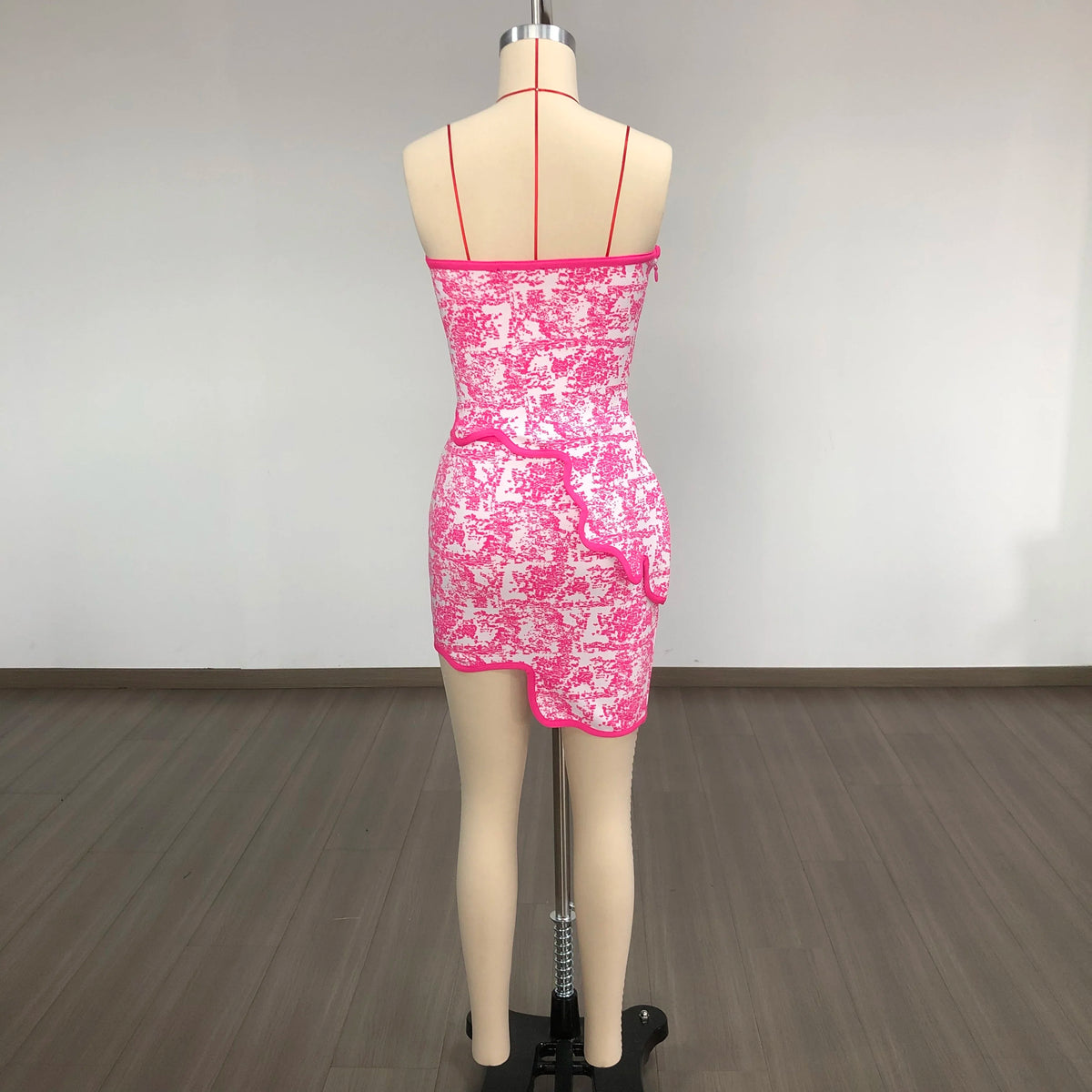 Rose Pink Yellow White Jacquard Two Piece Set Women Strapless Crop Top and Mini Skirt Bodycon Nightclub Party Outfit Bandage Set