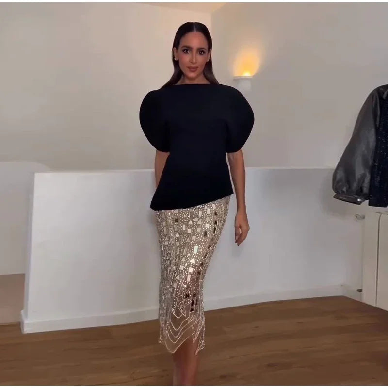 Asymmetrical puff Zara top
