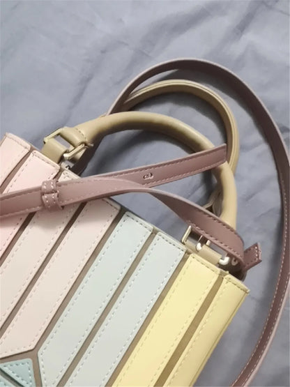 Luxury leather bag colorful Tote