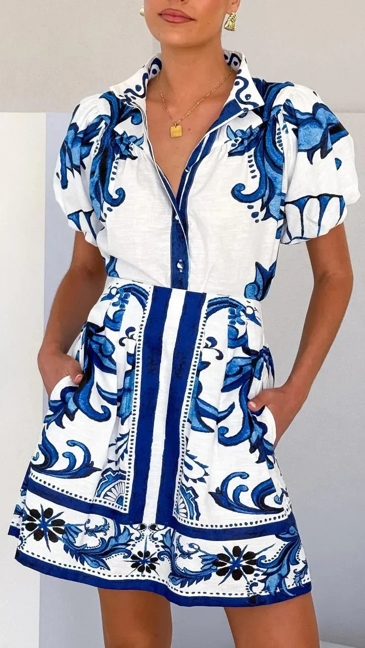 Bubble Sleeve Linen Mini