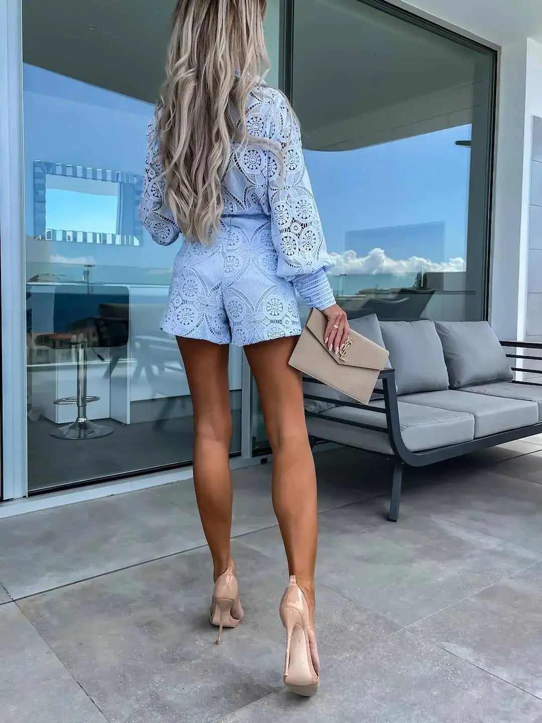 Lace Shorts Two Pieces Set