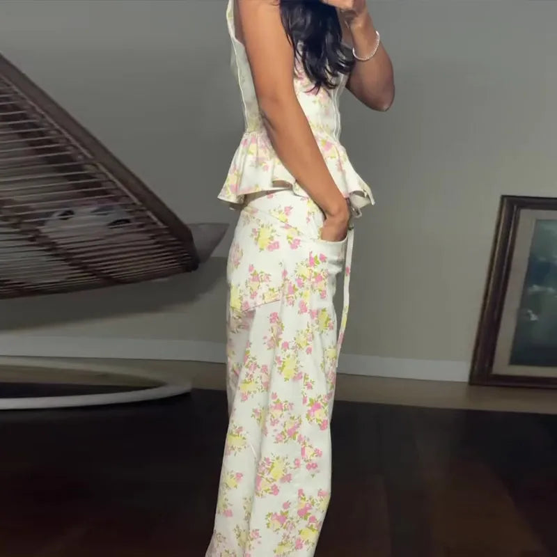 Elegant Printed Vest Trouser