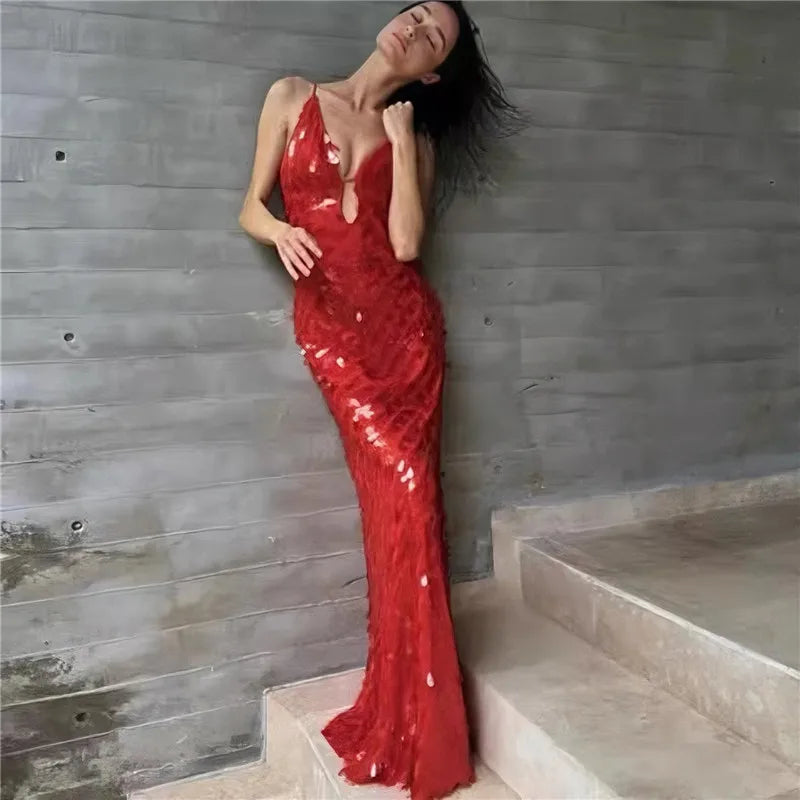 Glitter Sequins Backless Party