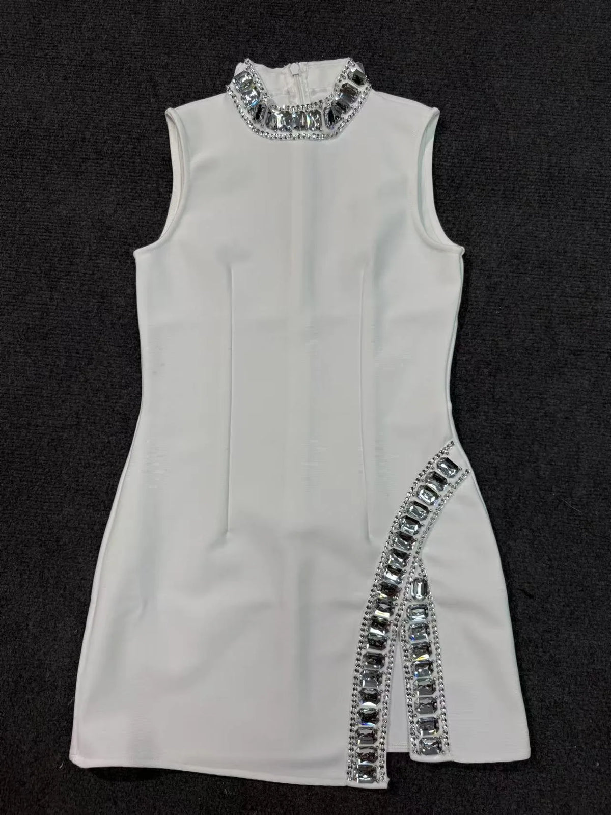Sexy High Quality Rhinestones Short Party Dress Women Bandage Sleeveless Red Dresses 2025 Fashion Club Vestidos Robes
