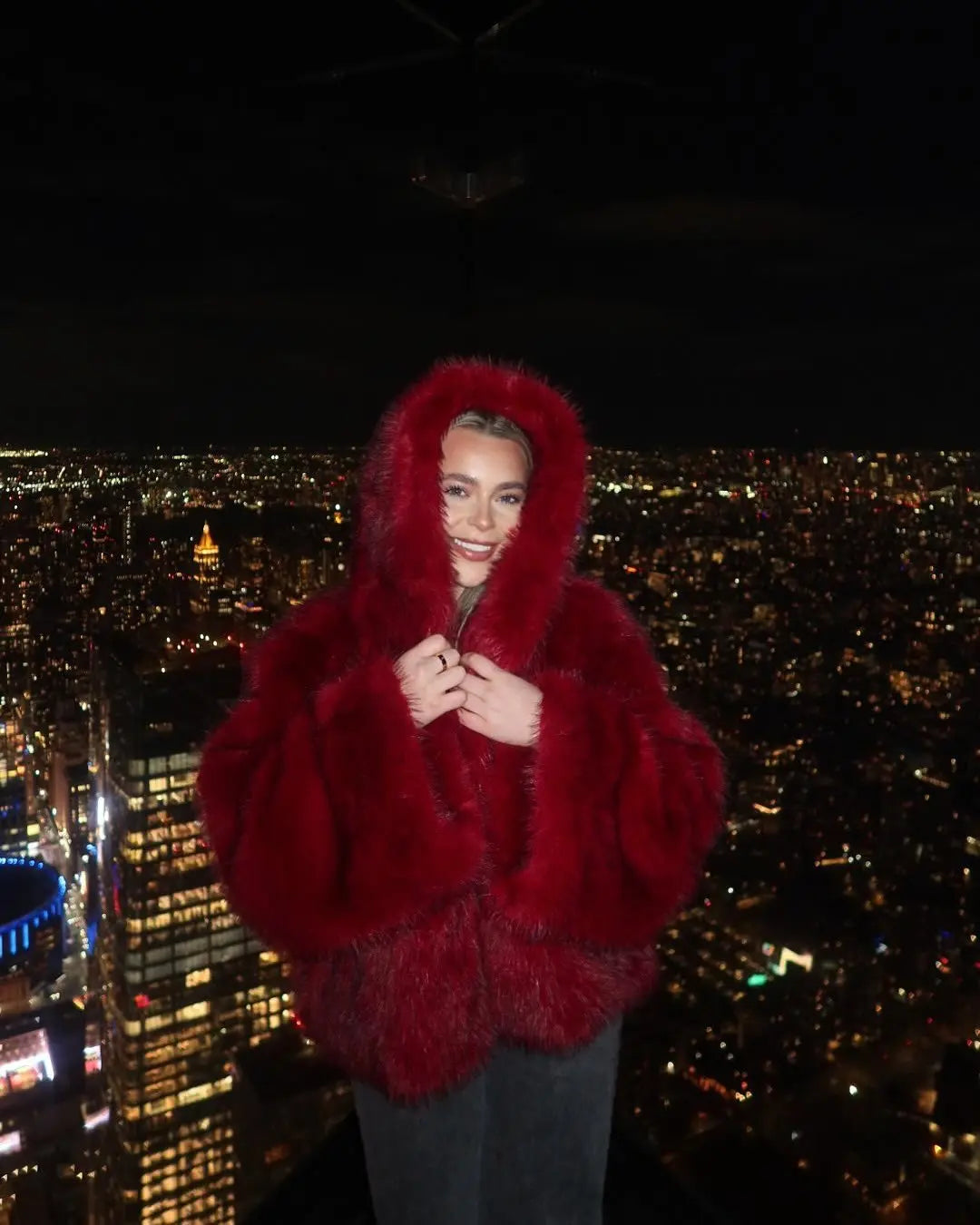 Solid Color Hooded faux Fur