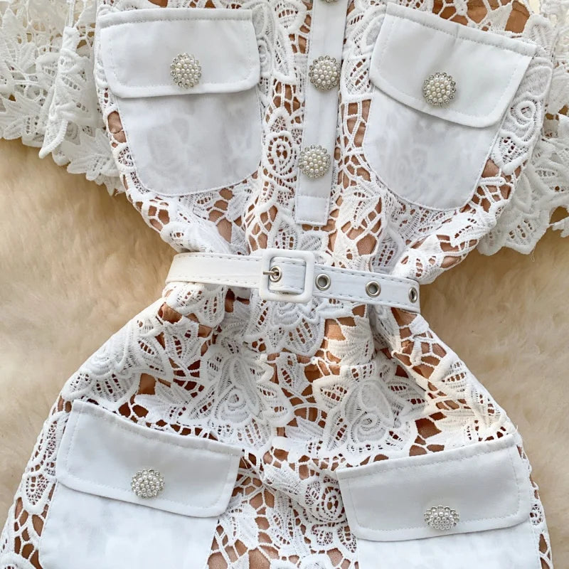 Baby blue Lace self portrait dress