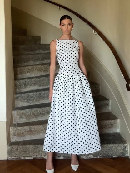 Elegant Women Polka Dot Midi