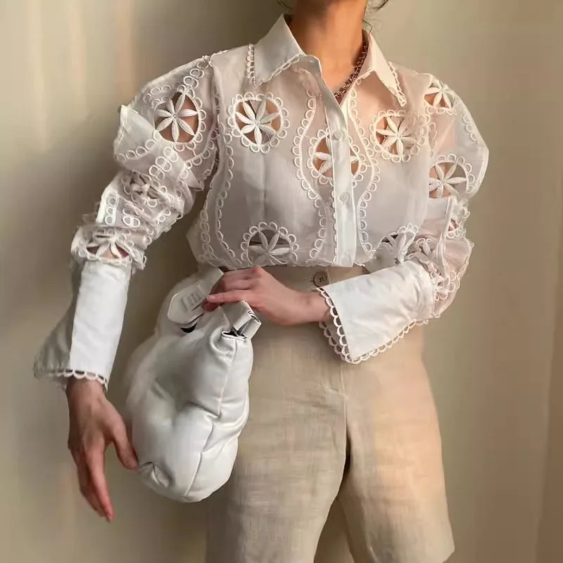 Embroidery lace royal lake como Shirt
