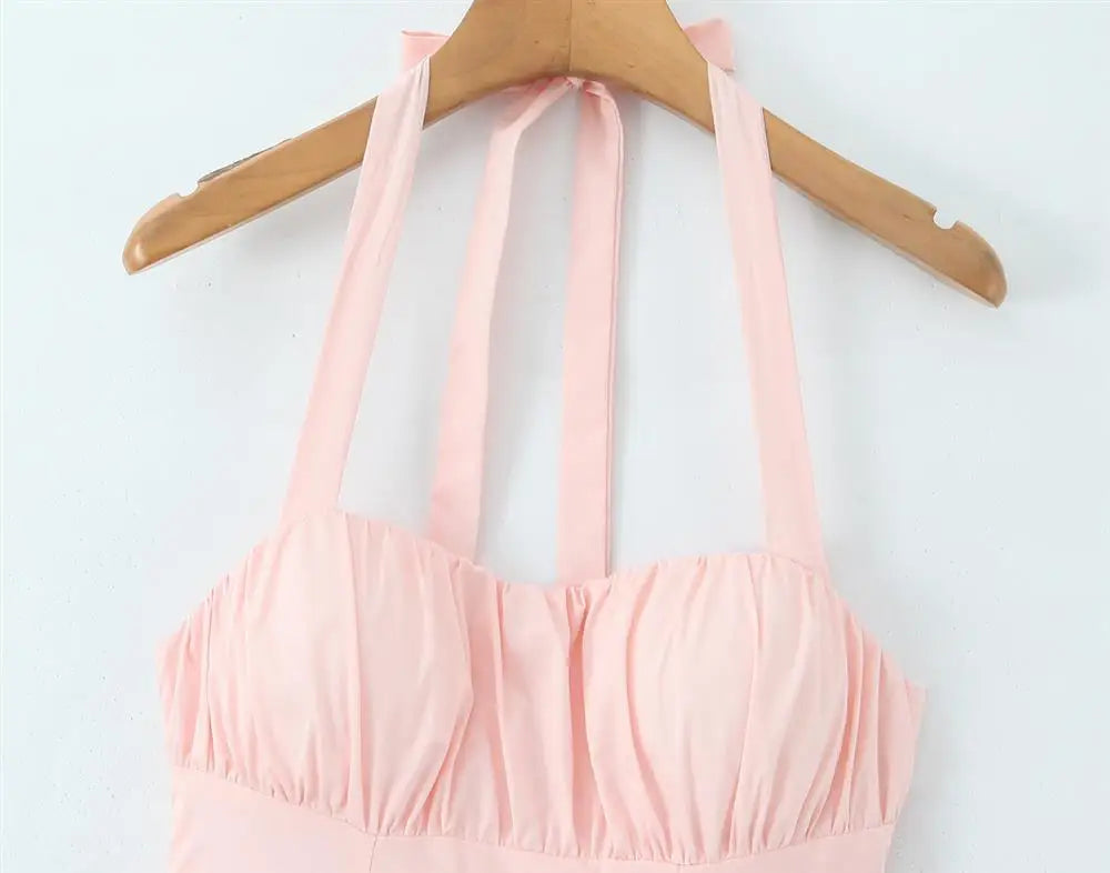 Princ Sle Long Dr LinJ High Waist Fibone Split Ne Hanging Strap European Sle Casual Wear for Middle-Aged Women - Shellss