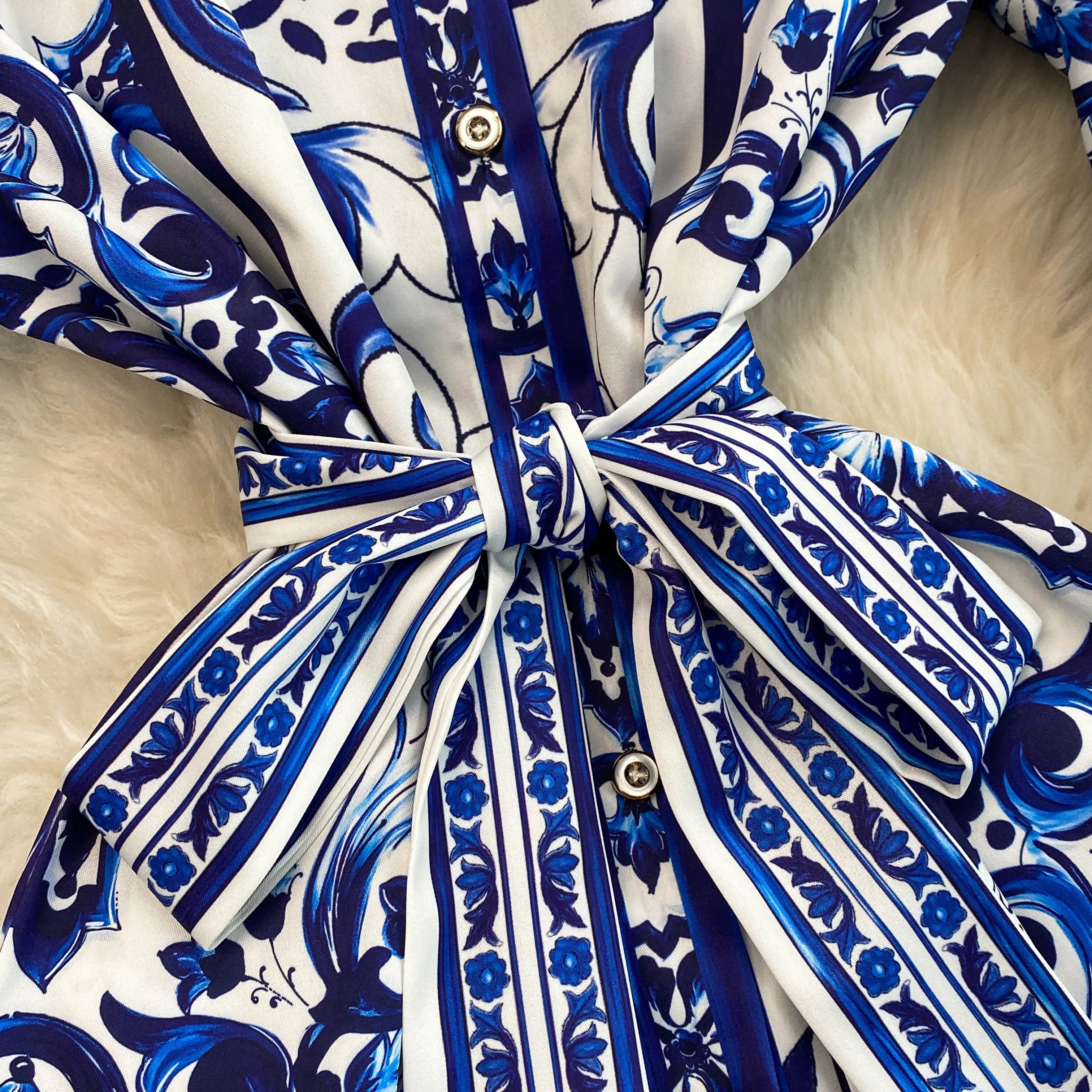 Spring Retro Blue White Red Dolce Dress - Shellss